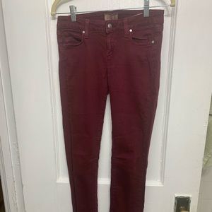 Paige Burgundy Peg Skinny Jeans